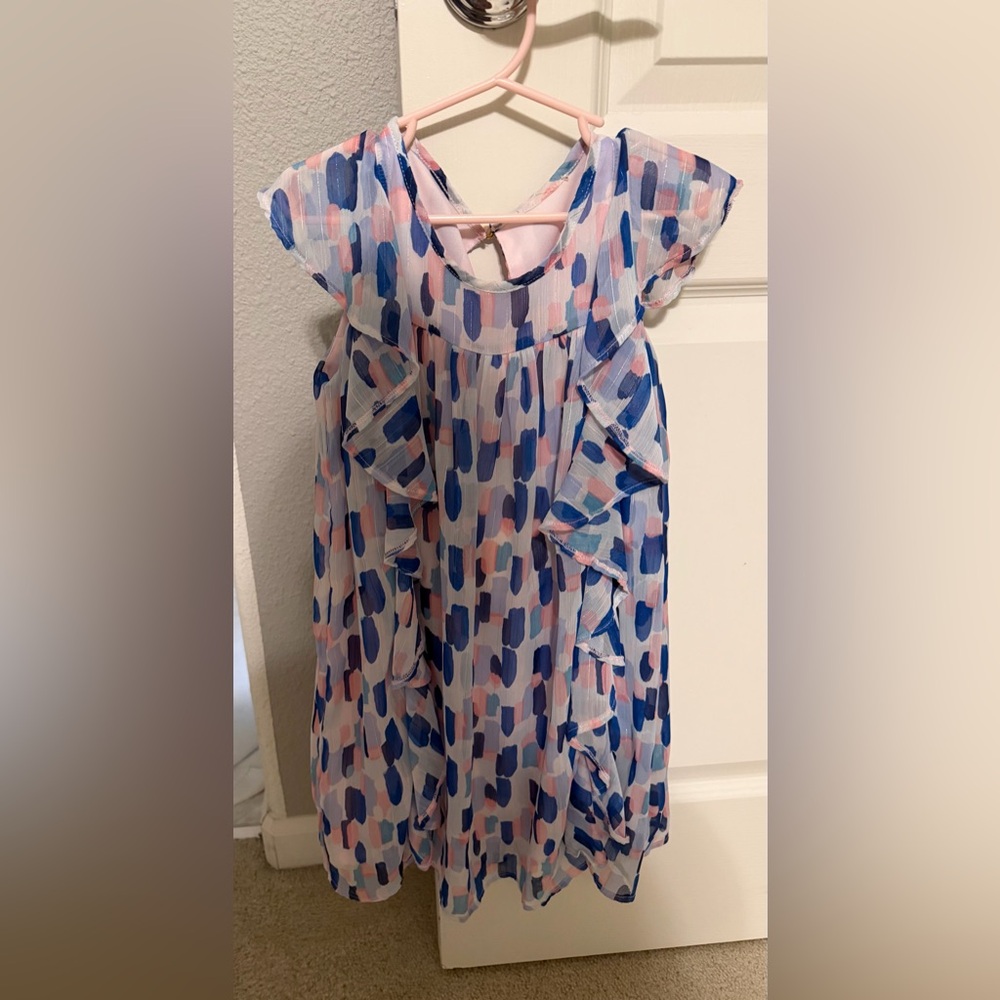 Kate Spade New York Brush Strokes Ruffle Chiffon Girls Dress Size 6
